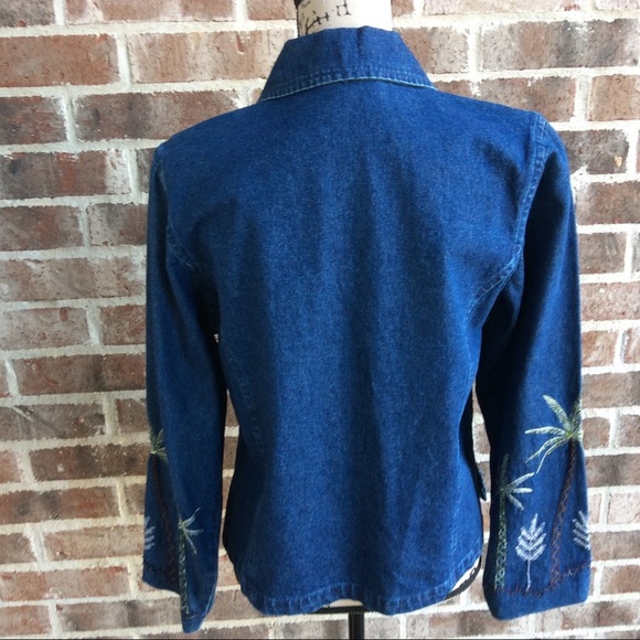Vintage Tropical Embellished Denim Jacket Small - Picture 5 of 7